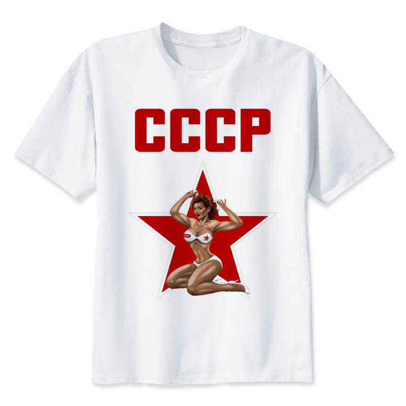 CCCP Russian T Shirt USSR Soviet Union KGB Moscow New Arrival Russia tshirt Fashion t-shirts Custom funny Design