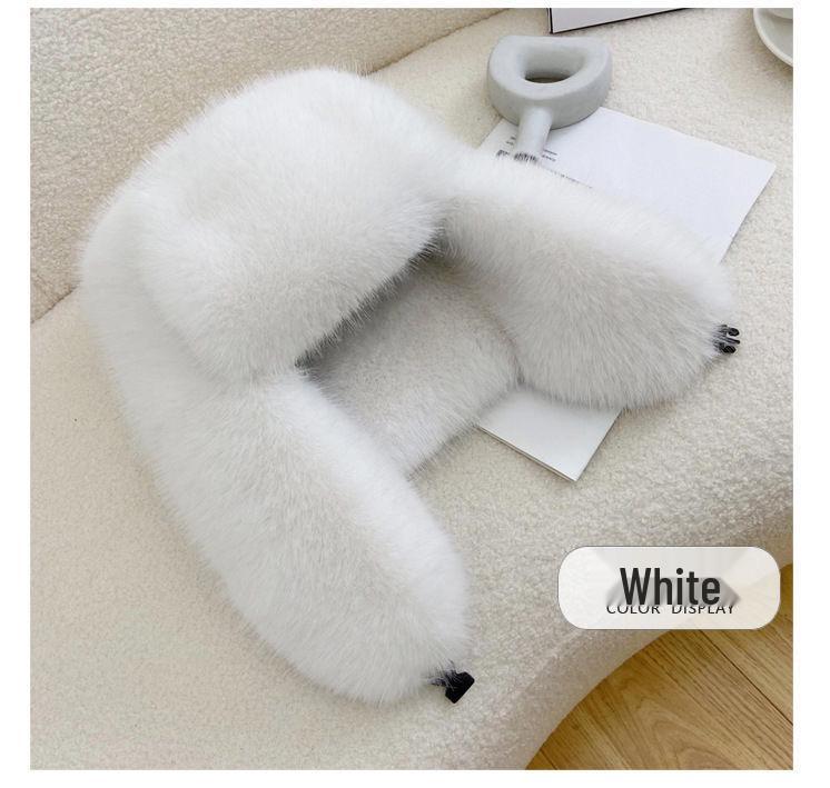 Women's Winter 2024 Plush Hat - Solid Color, Ear Protection, Windproof, Faux Fur Lei Feng Style