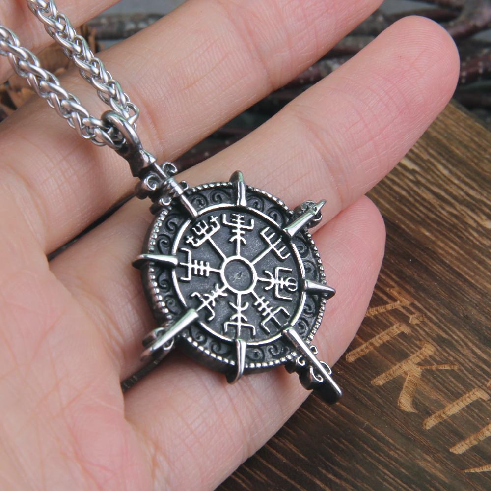 Stainless Steel Viking Pendant for Men Odin Amulet Vegvisir Scandinavian Jewelry Fashion Accessory