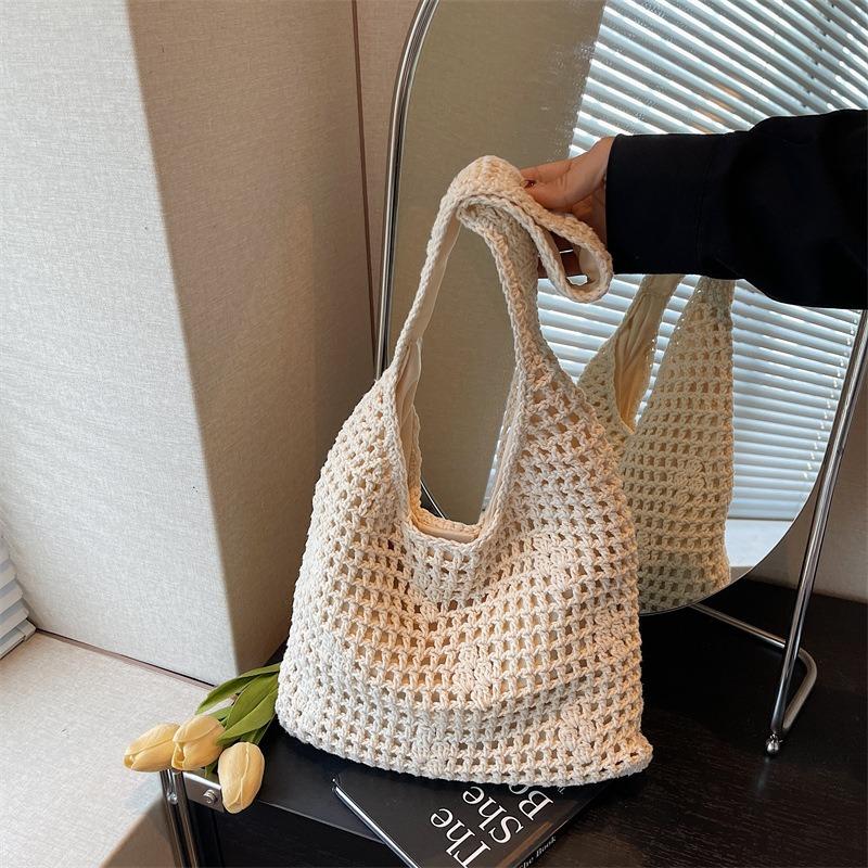 Hollow woven bag new summer simple shoulder bag tote bag fashion beach bag versatile women's bag