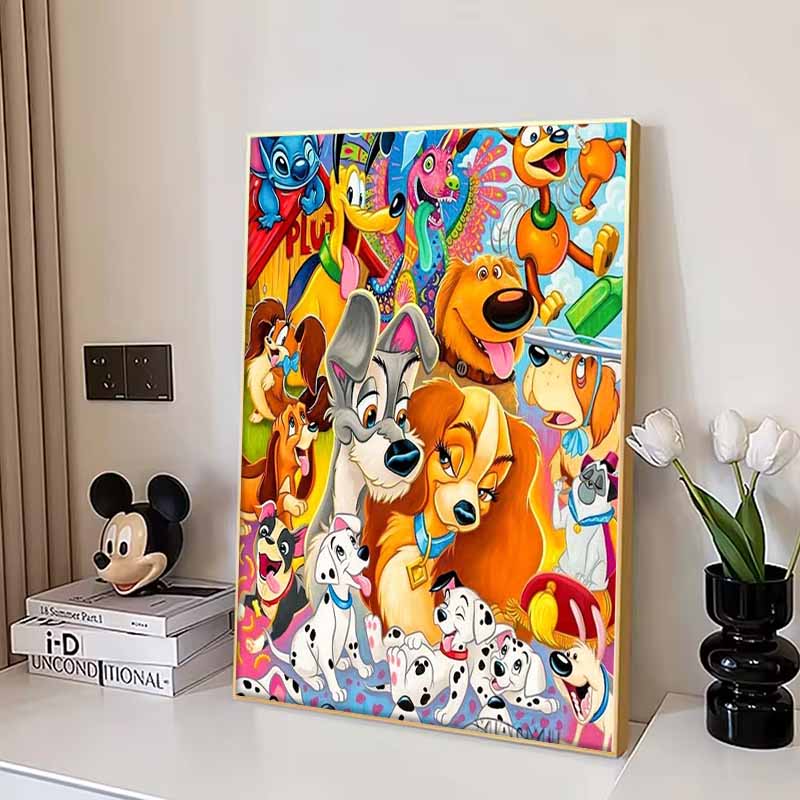 Disney Diamond Painting Disney All Star Dogs Illustration Mosaic Art DIY Cross Stitch Embroidery Set Full Diamond Home Decor Gift