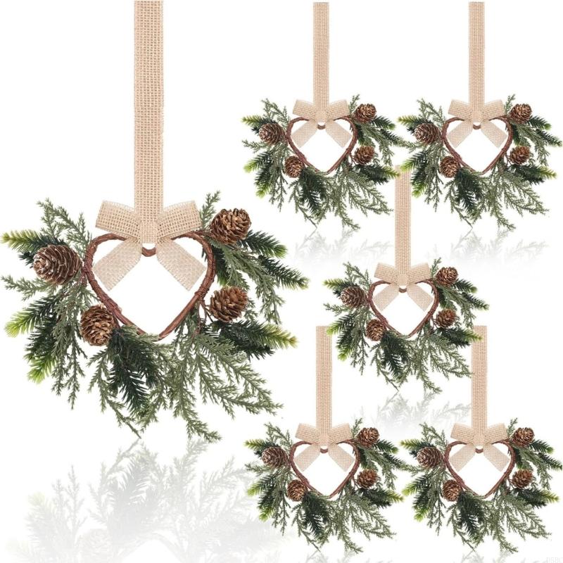 6pcs Plastic Bowknot Ribbon Wall Decoration Rings Wreath Closet Accessories for Christmas Birthday Party Decoration