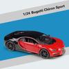 1:Model de mașină Bugatti Chiron la scară de 24 de jucării pentru jucării pentru băieți cu vârsta de 3-12 ani, vehicule cu tragere înapoi cu uși muzicale și capotă care pot fi deschise