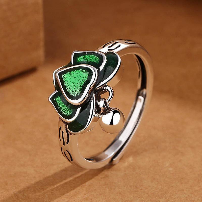 Adjustable Open Ring Women Men Vintage Floral Lotus Design Enamel Copper Jewelry Boho Chic Statement Accessory