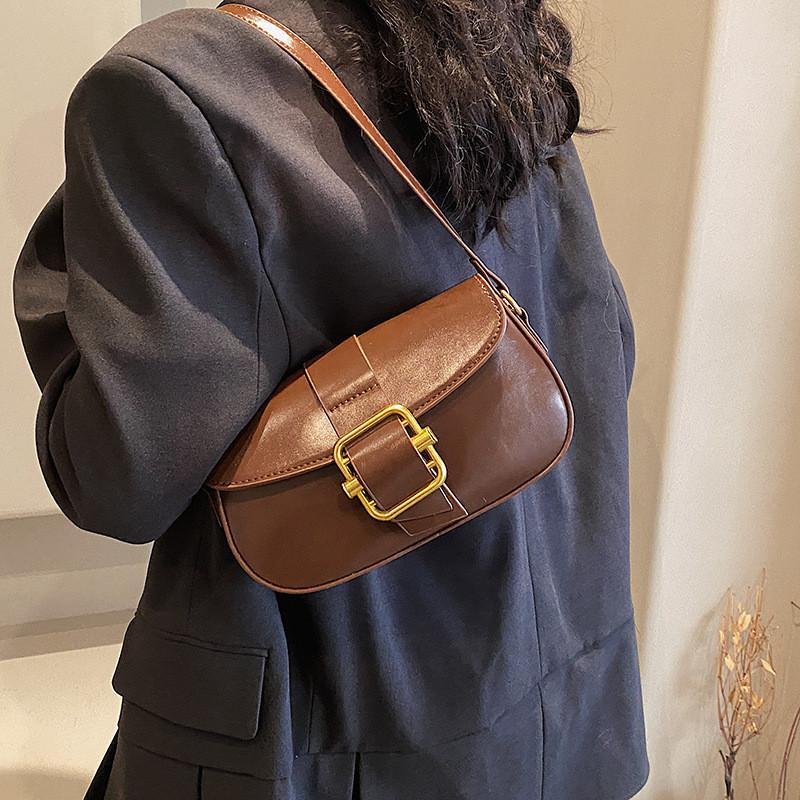 Trendy Small Pu Saddle Bag For Women 2023 Winter Street Style Shoulder Crossbody Bag