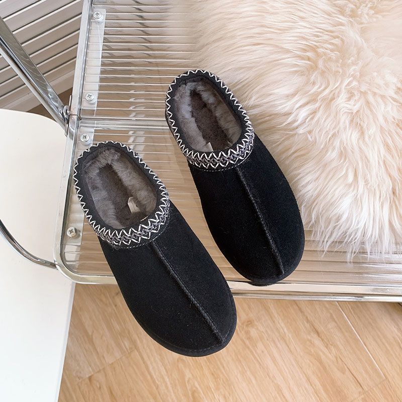 Ethnic Style 2025 New Wool Integrated Snow Boots Women's One-pedal Lazy Shoes Slippers Cotton Shoes Half-tow Snow Cotton