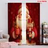 2pcs,2D Plane Printing Creative Curtains Santa and Gifts Polyester Fabric (without Rod) Art Deco Festive Use for Living Room,