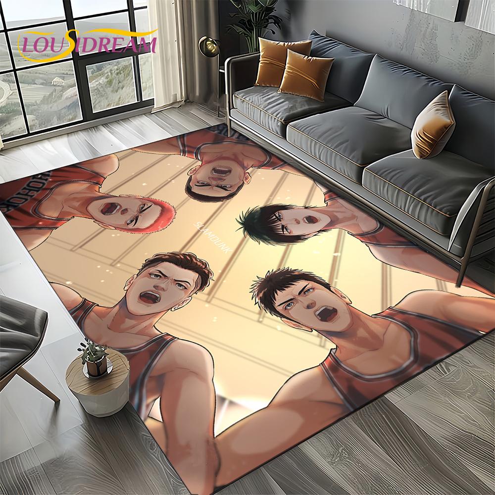 2025 New Cartoon Slam Dunk Anime Basketball Carpet Rug for Bedroom Living Room Home Sofa Decoration,kid Play Decor Floor Mat