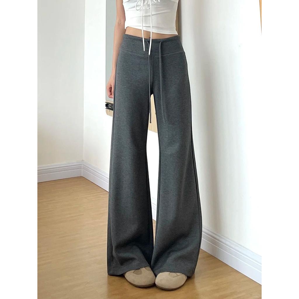Gray Straight-leg Sweatpants Women's Summer New Drape Loose Lazy Sweatpants Spring and Autumn Small Casual Pants