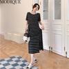 MODIQUE Summer Plus Size New Dress Shirt Women Loose Striped Solid Cotton Linen Backless Dress Casual Female Dresses O-Neck Short Sleeve