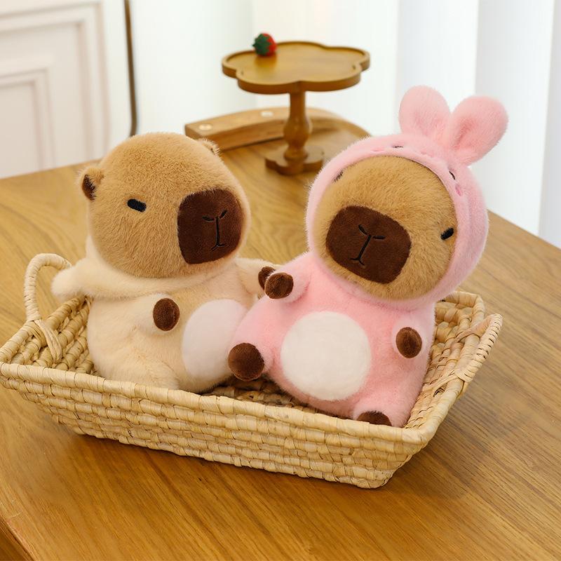 New I Pink Rabbit Transformed Into Capybara Doll Little Yellow Duck Capybara Bear Doll Children Comfort Plush Play