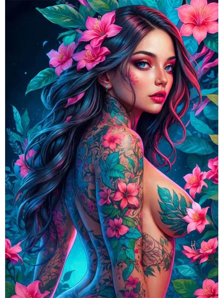 

Современная цветочная девушка 5DDIY Алмазная картина Красивые цветы Модная и сексуальная аниме женская картина Печать Украшение для спальни Full Round 20x30CM