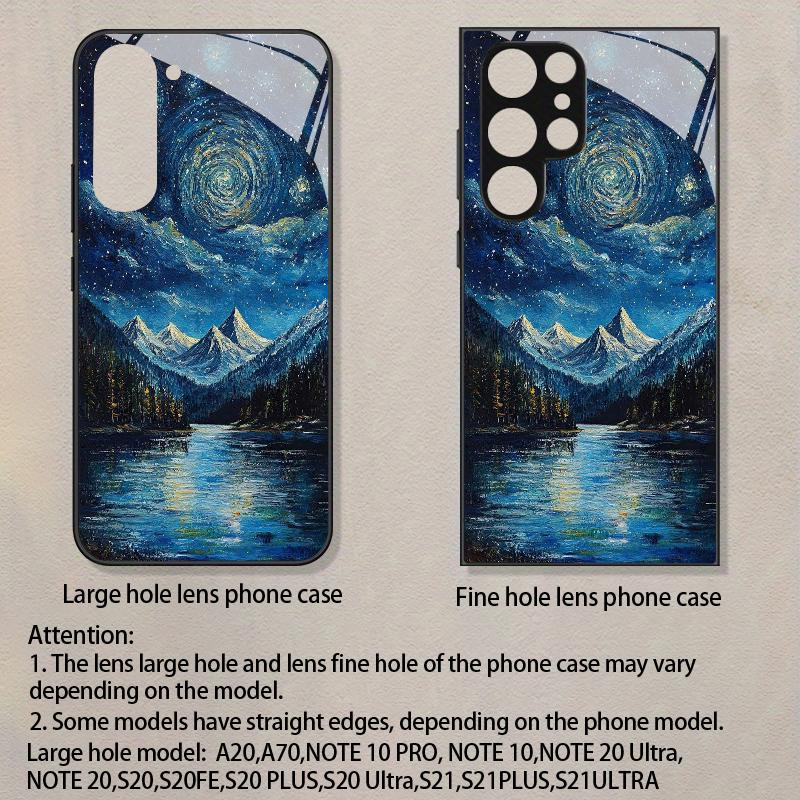2D Mountain Lake Starry Sky Pattern Mobile Phone Case for Samsung S26 S25 S24 S23 S22 S21 S20 A56 A36 A16 Glass Protective Cover
