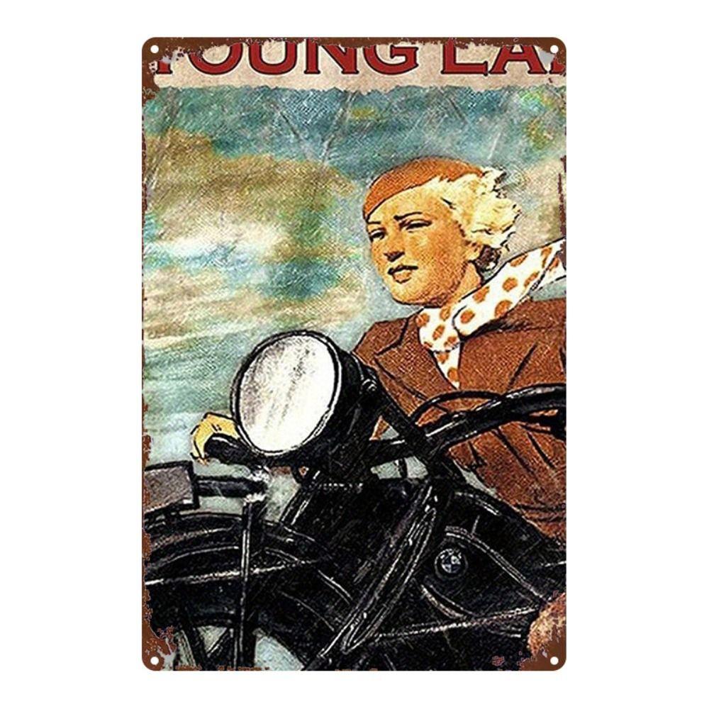 Vintage Motorcycle Metal Tin Sign Retro Biker Garage Wall Decor Industrial Style Art