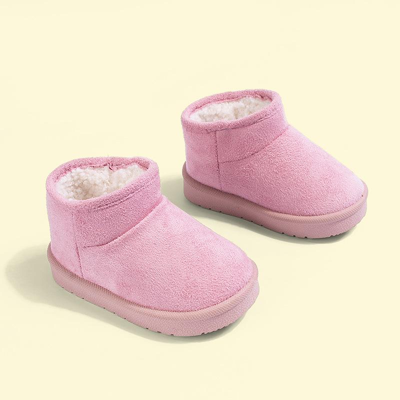 Winter suede warm children s snow boots, casual girls plush short cotton boots for toddlers and young children 19/12.2cm розовый