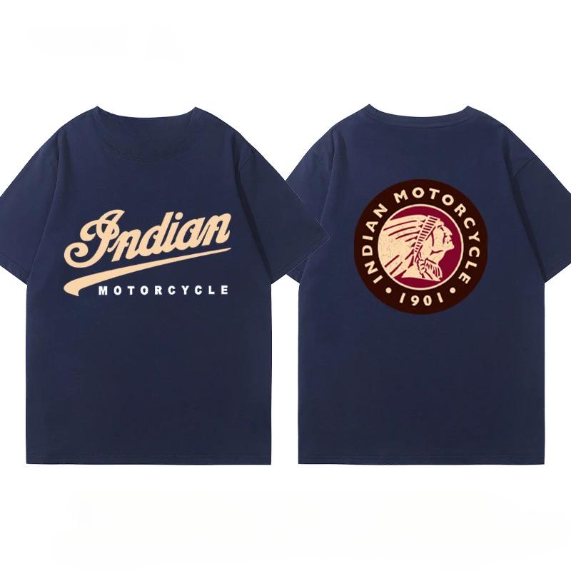 Tricou Indian Motorcycle Locomotivă Grea Croazieră Costum de Călărie Imprimeu Club Bumbac de Vară Casual Motocicletă Bărbați și Femei