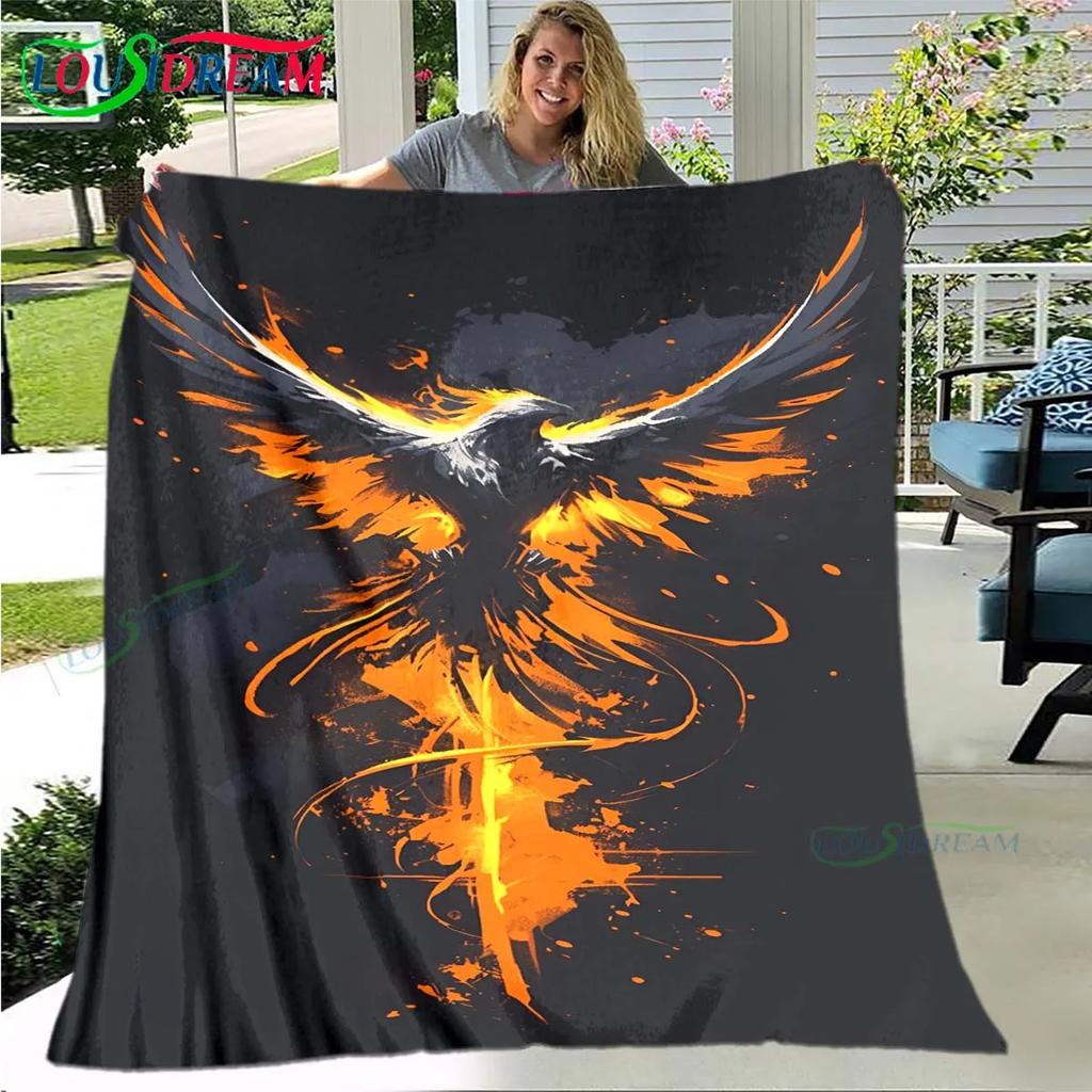 3D Popular Mythical Beast Phoenix Blanket,Flannel Throw Blanket for Home Bedroom Bed Sofa Picnic Office Hiking Leisure Nap Gift
