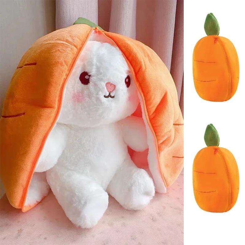 18cm Süßes Erdbeer-Karotten-Kaninchen Plüschtier Gefüllt Kreativ in Frucht verwandelt Baby Kuschel-Häschenpuppe Für Kinder Geburtstag Geschenk