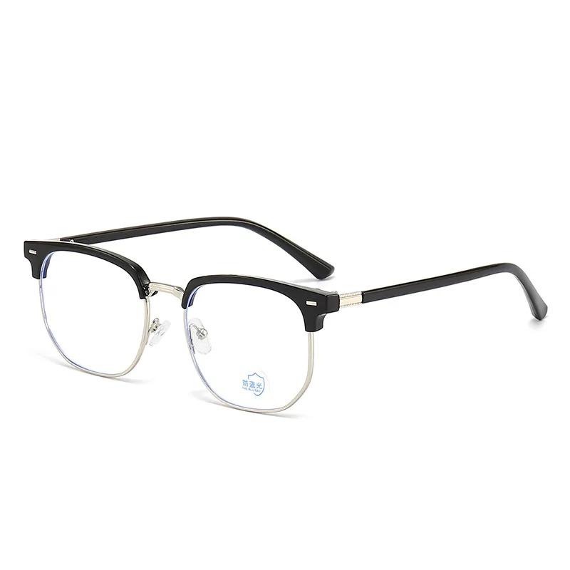 Pochromic Anti-blue Light Glasses Men Fashion Rectangle Semi Rimless Eyewear For Women Office Computer Goggle