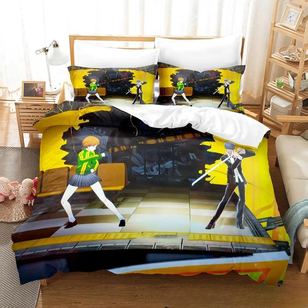 

3D Принт Аниме Игра P4 Persona 4 Постельный Комплект, Пододеяльник Набор Постельного Белья Одеяло Наволочка, Размер Кинг Квин Полутораспальный Для Мальчиков Девочек Взрослых EU Twin 135x200cm