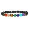 Bracelet - COAI - 8mm - Lava Stone - 7 Chakras - Unisex 14-16cm