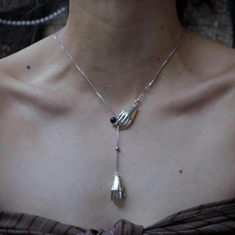 Einzigartige handgeformte Quasten-Anhänger-Halskette, Vintage-Gotik-Stil, verstellbare lange Schlüsselbein-Kette, Halsketten-Zubehör
