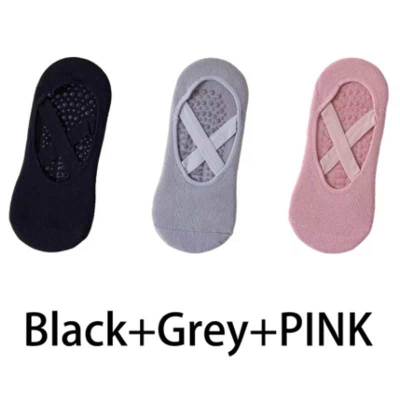 

3Pair Professional Women Yoga Sock Silicone Anti-slip Ballet Pilates Socks Women Backless Breathable Bandage Yoga Sport Socks One size