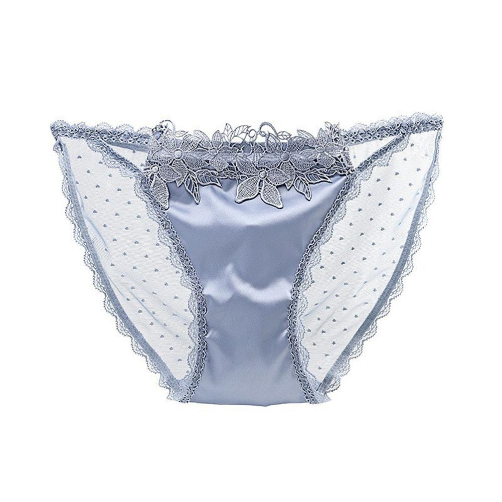 Underwear Briefs Back See Through Breathable Flower