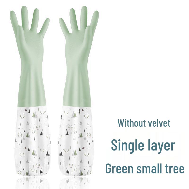 Fleece-Lined Waterproof Rubber Gloves for Dishwashing and Laundry
