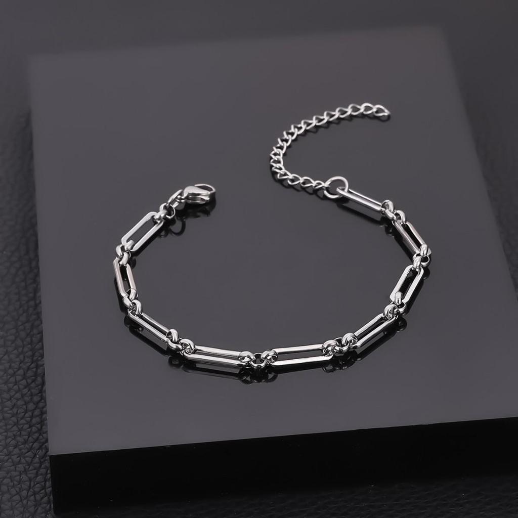 Retro European & American Hip-Hop Stainless Steel Figaro Blade Chain Bracelet
