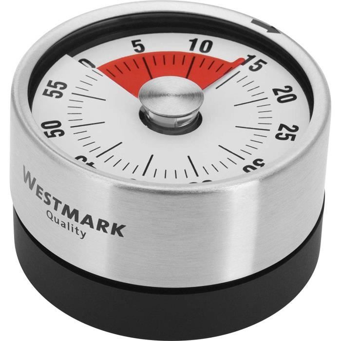 Minuteur de cuisine - westmark - futura - métal - argent - 7 cm