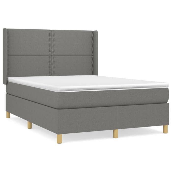 3131914 vidaXL Divan Bed with Mattress Dark Grey 140x200cm Fabric