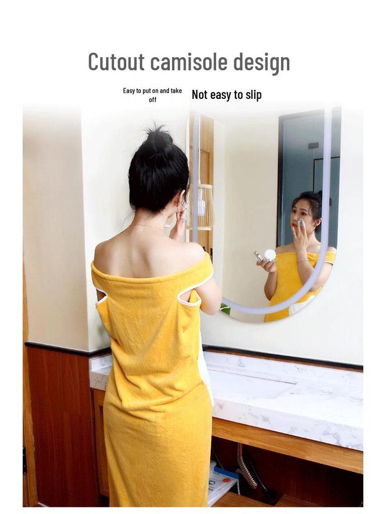 Top Star Pocket Absorbent Girls' Wearable Bath Towel Skirt - Soft Coral Fleece Bathrobe