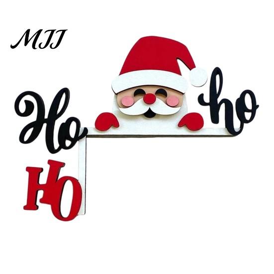 Decorazione Murale Natalizia da Interno, Segno Angolare in Legno per Porta di Natale, Ornamento Festivo a L da Appendere, Regalo per Festa in Casa, Babbo Natale Renna Pan di Zenzero