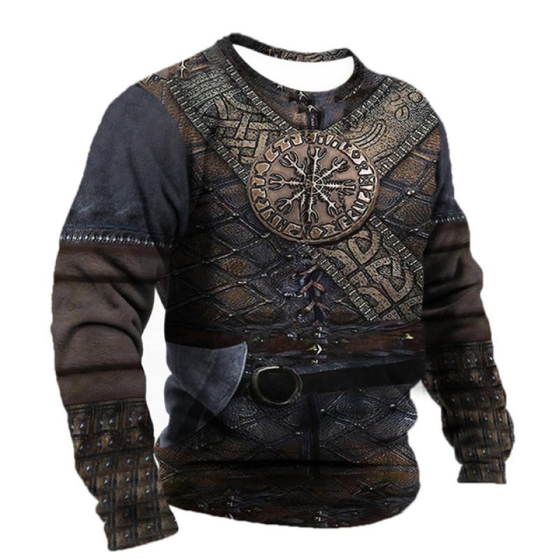 

Винтажная мужская футболка, блузка с крыльями, Harajuku, топы с длинными рукавами и принтом викингов, хлопковая мужская футболка, уличная свободная футболка, повседневная одежда 2XL