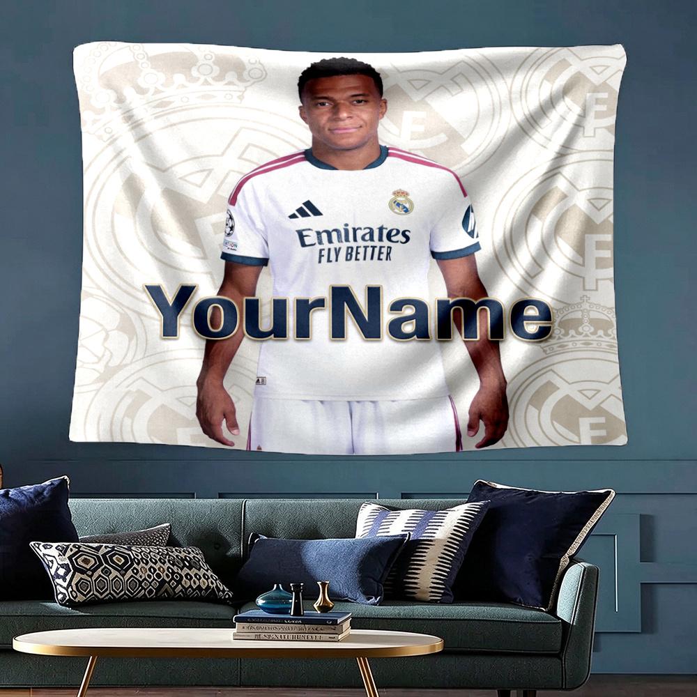 Mbappe Custom Your Name Wall Decor Tapestry Art For Pet Memorial Birthday Wedding Party Backdrop Family Gift