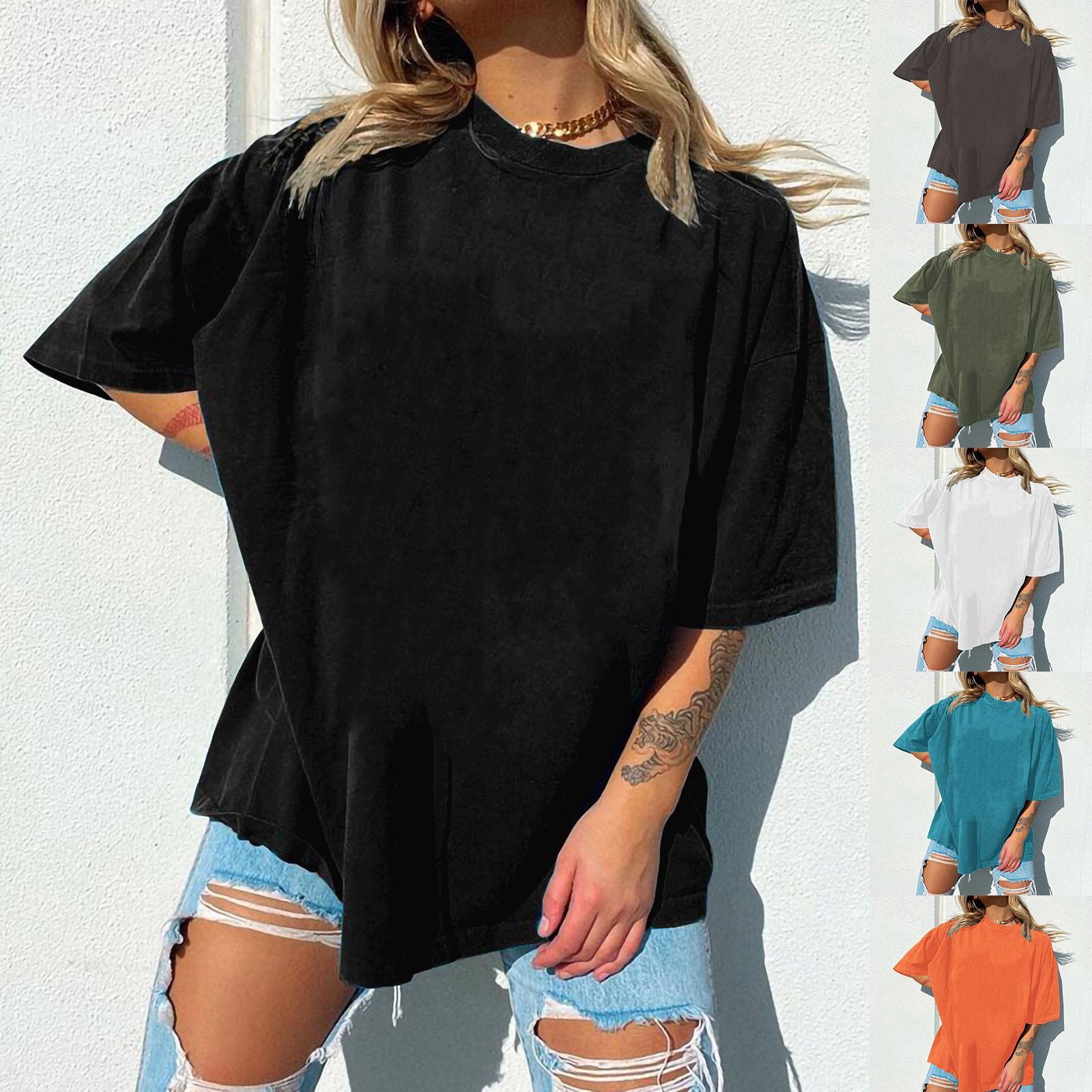 

Женская повседневная футболка с коротким рукавом с круглым вырезом и плечом