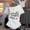 Summer Cotton Short-sleeved T-shirt Women's Korean Printing Waist Design Off-the-shoulder Diagonal Collar Women's New Top