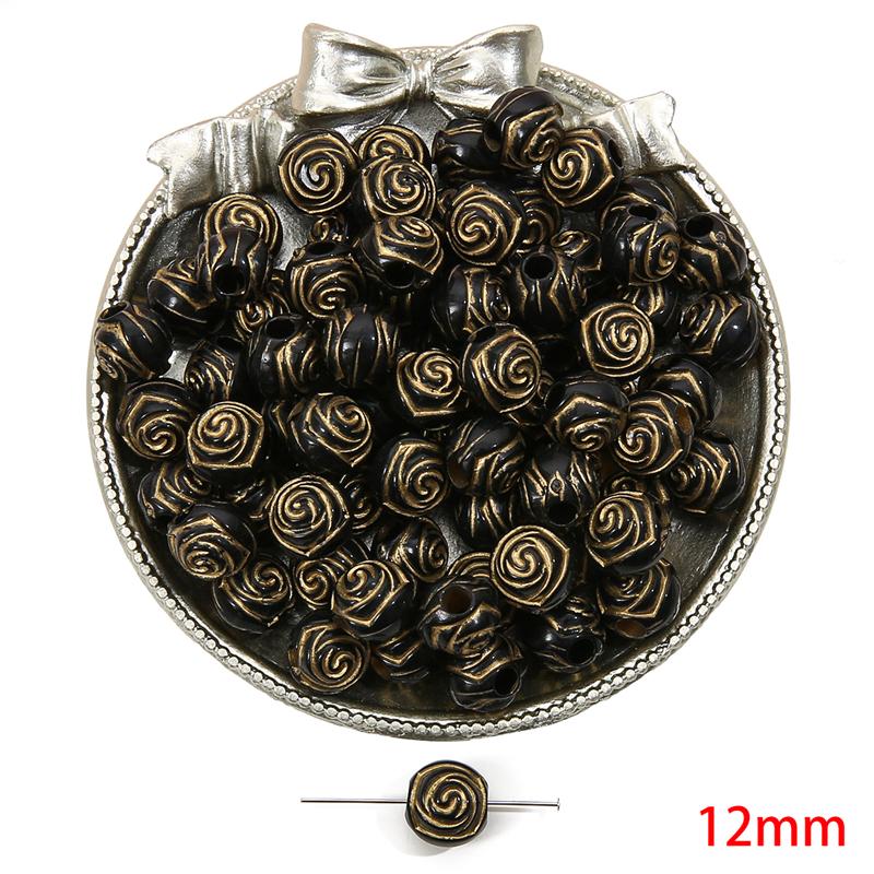 

Акриловые бусины Барокко Ретро Золотые в форме цветка Плоские круглые бусины для изготовления ювелирных изделий DIY браслеты ожерелье 12mm 50pcs