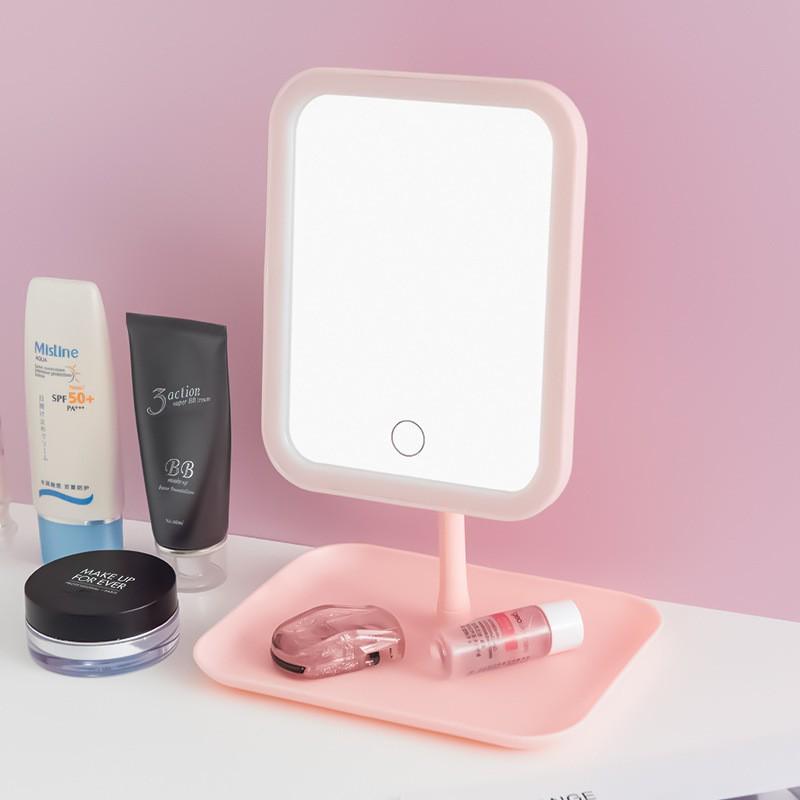 Rechargeable LED Makeup Mirror with Adjustable Three-Color Natural Light and One-Touch Control for Dressing Table