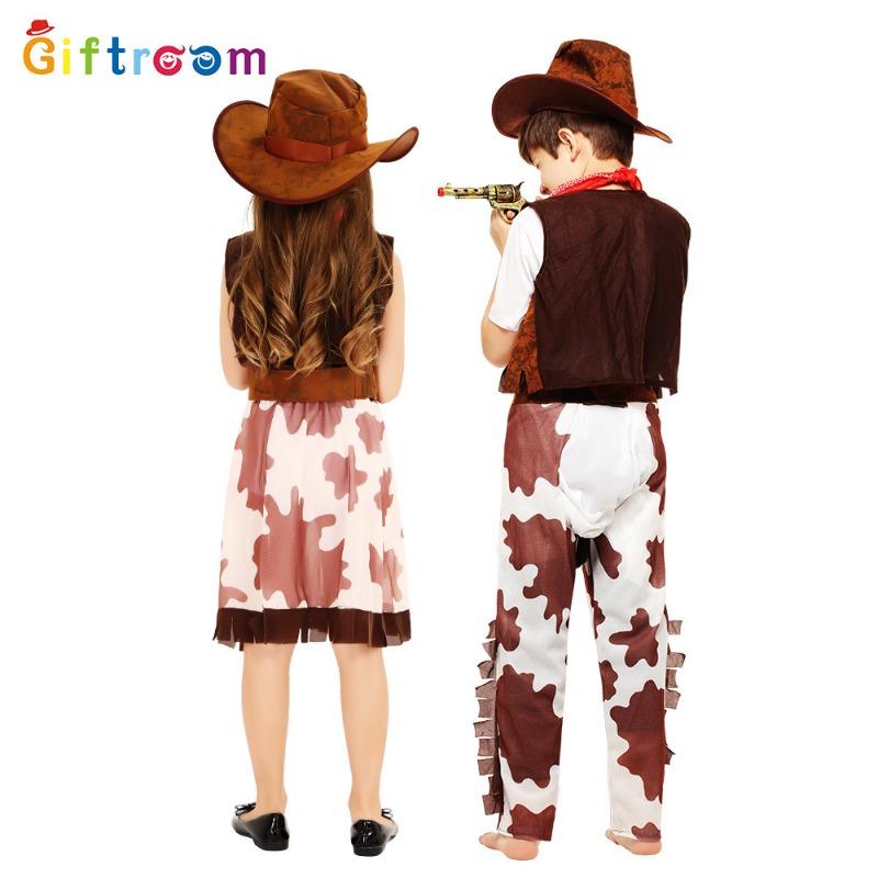 Halloween Masquerade Cosplay Parent-Child Costume Classic Western Cowboy Costume Stage Performance Costume