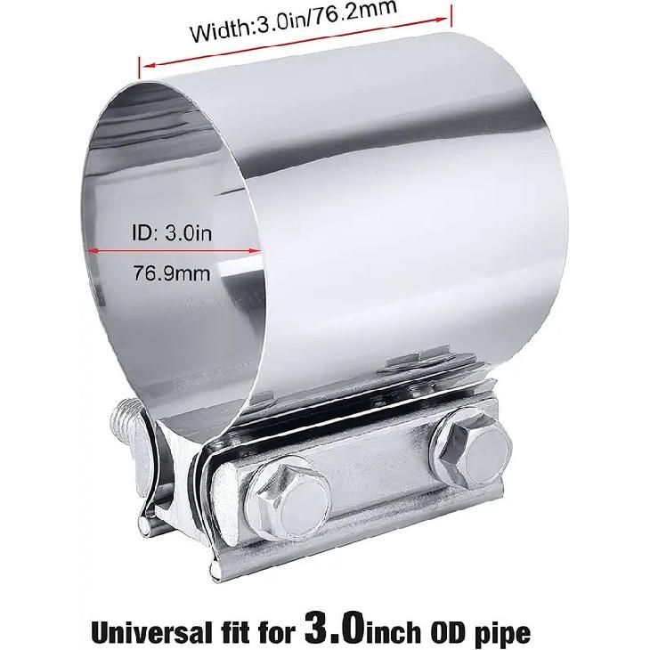 4/8pcs 3 Inch Butt Joint Exhaust Band Clamp Muffler Sleeve Coupler Stainless Steel