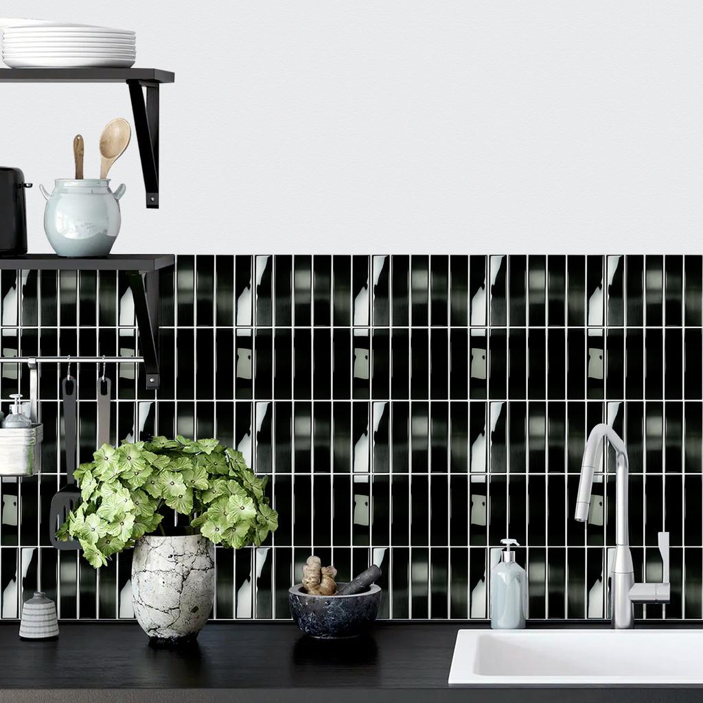 10/20/30Pcs 3D Tile Stickers 24x30cm Chinese Ink Landscape Wall Decals - Waterproof PVC Self-Adhesive Wallpaper for Kitchen Bathroom - Multi Designs