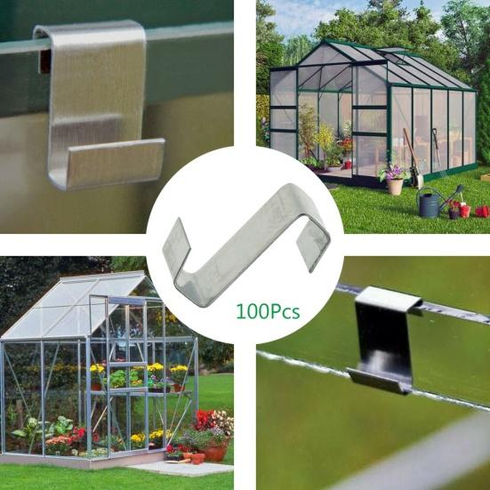 100Pcs Z-Type Metal Glazing Greenhouse Glass Overlap Clips Fixing Clamp Tool