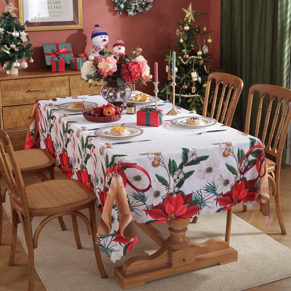 Festive Christmas Tablecloth Waterproof Oil Resistant Digital Print Dining Table Cover