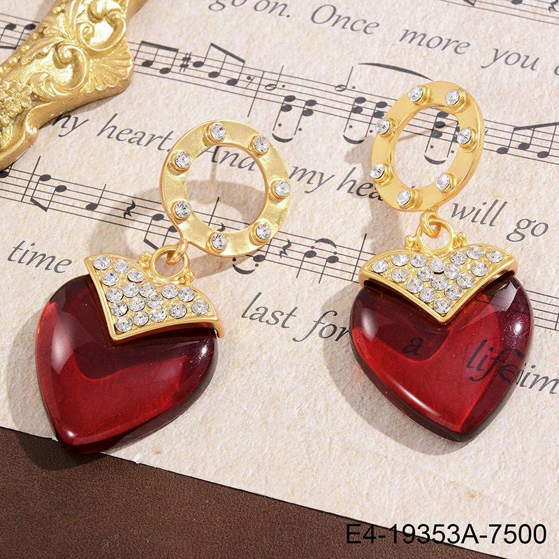 High-End Retro Rote Blume Quastenohrringe: Luxuriöser Silver Needle Hänge-Schmuck für Damen