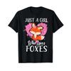 Just A Girl Who Loves Foxes T Shirt Pink Cute Heart And Fox Vintage Designer Clothes Comfortable Stylish Stretched