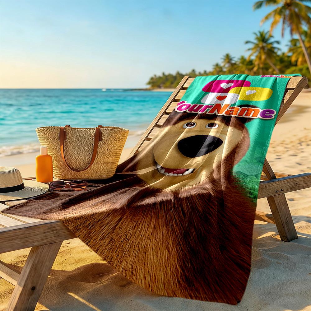 Masha Bear Customized Name Beach Towel High Absorbency & Quick-Dry Portable for SwimmingBeachCamping Travel Beach AccessoriesGym