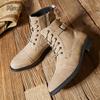 Mode Herbst Winter Britischer Stil Herren High-Top Stiefel Rutschfest Retro Schnürung Runde Zehen Lederstiefel Seitenreißverschluss Botas Para Hombre40-45