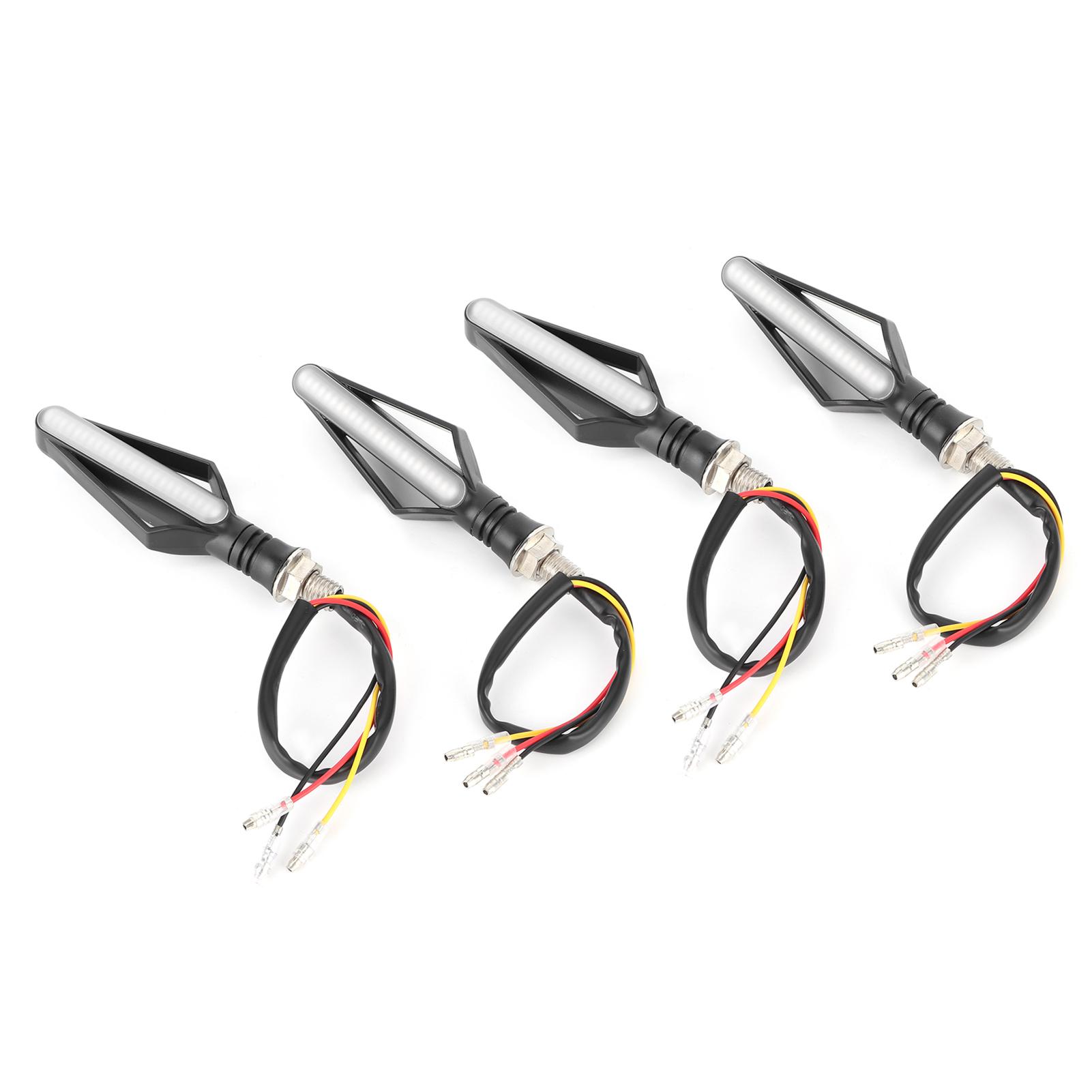 4pcs Motorcycle Running Dynamic Turn Signal Light ArrowShaped 12V 24LEDs Red Yellow Light